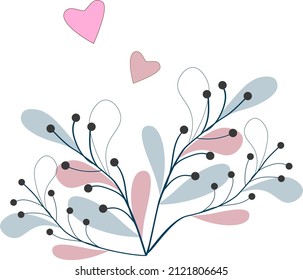 Branch with berries. Flowers. Elements for business cards. Modern drawing
