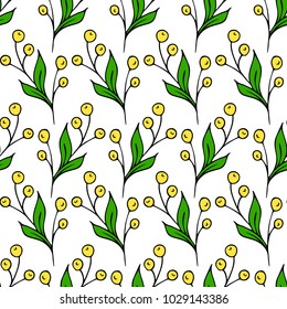 Branch with berries illustration. Doodle style. Design, print, logo, decor, textile, paper