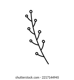 Branch with berries isolated on white background. Vector hand-drawn illustration in doodle style. Perfect for cards, logo, decorations, various designs. Botanical clipart.