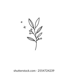 branch with berries and leaves flat vector design