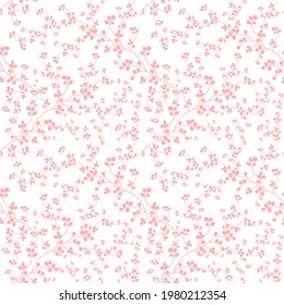 Branch with berries. Spring and summer motive. Seamless pattern. For textiles, backgrounds and postcards.