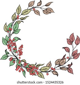 Branch with berries. Vector illustration.