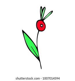 Branch with berries vector illustration. Doodle style. Design, print, logo, decor, textile, paper.