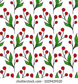 Branch with berries vector illustration. Doodle style. Design, print, logo, decor, textile, paper
