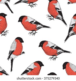 branch bird bullfinch pattern
