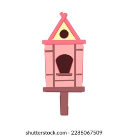 branch bird house cartoon. nest animal, tree spring branch bird house sign. isolated symbol vector illustration