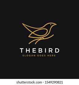 Branch and bird logo icon vector template on black background