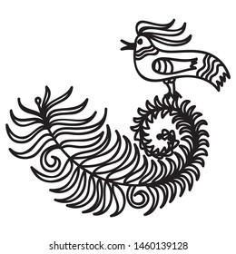 Branch and bird. Vector illustration