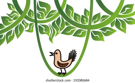 Branch and bird vector illustration