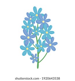 branch with blue flowers spring icon vector illustration design