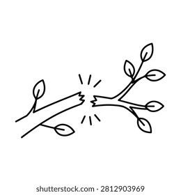 Branch breaking icon. minimalist line icon on a white background