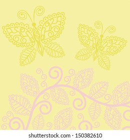 Branch butterflies pattern vector illustration