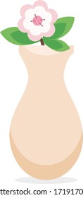 rama de cerezo o manzano en un jarrón beige. Un mueble acogedor. Estilo plano de tendencia. Ilustración del vector