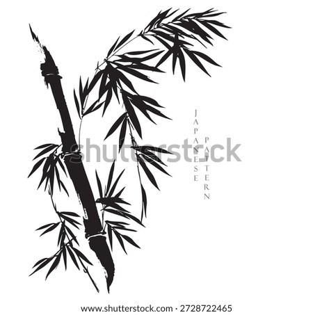 Branch of Cherry blossom flower with ink wash painting vector. Nature elements with Chinese art.