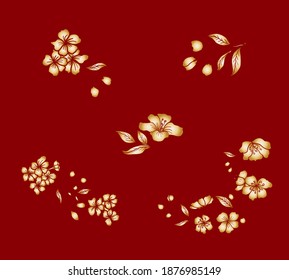 Branch of Cherry blossom on white.Vector illustration Sakura Flower,Nice Peach blossom isolated vector.Japanese floral.