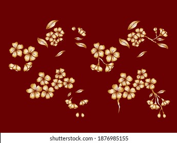 Rama de la flor del cerezo en blanco. Ilustración vectorial Sakura Flower, flor de la meseta Niza aislada vector.Floral japonesa.