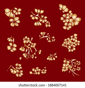 Branch of Cherry blossom on white.Vector illustration Sakura Flower,Nice Peach blossom isolated vector.Japanese floral.