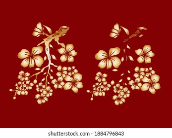 Branch of Cherry blossom on white.Vector illustration Sakura Flower,Nice Peach blossom isolated vector.Japanese floral.