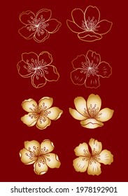 Branch of Cherry blossom on white.Vector illustration Sakura Flower,Nice Peach blossom isolated vector.Japanese floral.