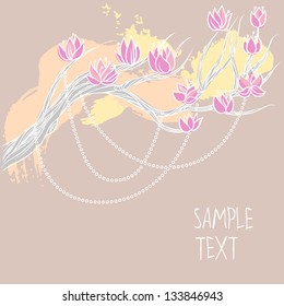 Branch of cherry blossom, vector illustration