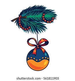 Branch of a Christmas tree decoration ball