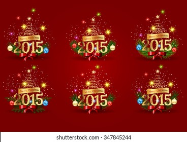 Branch of Christmas tree with pine cones,