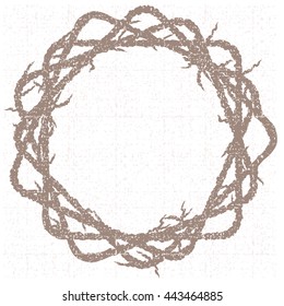 Branch circle retro frame. Nature wood round vintage frame.