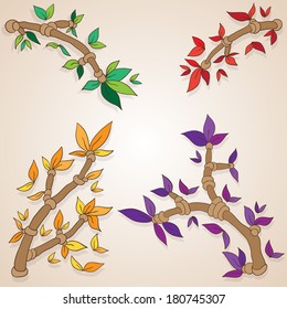 Branch with colored leaves