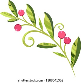 branch of cranberries with berries vector, russian style