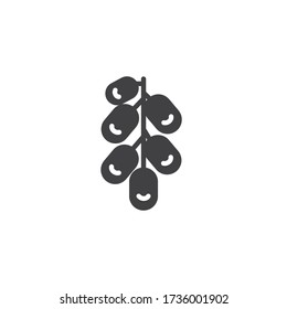 Branch with Dates vector icon. filled flat sign for mobile concept and web design. Bunch of dates glyph icon. Symbol, logo illustration. Vector graphics