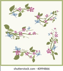 Branch design set in a single style, vector illustration series.