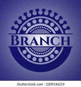 Emblema de rama con textura de jean. Ilustración vectorial. Detallado. 