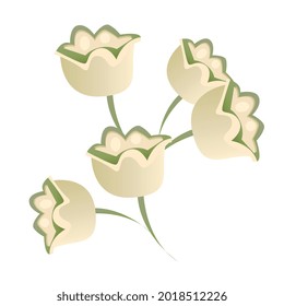 a branch with flowers, bells, drawn in a vector