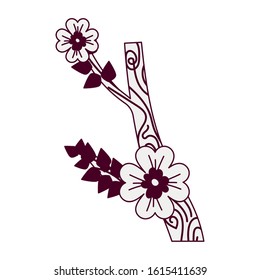 branch with flowers desing isolated icon, vector illustration