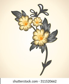 branch with flowers floral decorative template