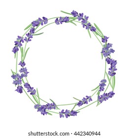 Branch of flowers of lavender. The background for the text label of the packaging the card with lavender flowers.