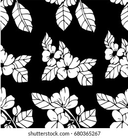 Branch with flowers on white background illustration. Doodle style. Design icon, print, logo, poster, symbol, decor, textile, paper, card. 
