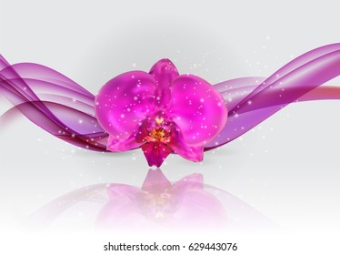 Branch flowers of the Orchid Pink. Vector Illustration. EPS10