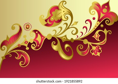 Branch with flowers paper cut vector vintage illustration. Engraved decorative nature elements and objects. Greeting card template