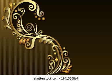 Branch with flowers paper cut vector vintage illustration. Engraved decorative nature elements and objects. Greeting card template