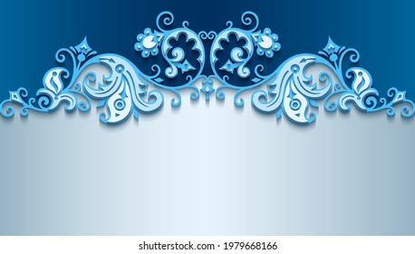 Branch with flowers paper cut vector vintage illustration. Engraved decorative nature elements and objects. Greeting card template