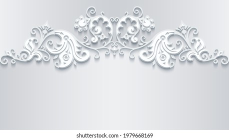 Zweig mit Blumenpapier schneiden Vektorgrafik Vintage-Illustration. Gravierte dekorative Naturelemente und -objekte. Grußkartenvorlage