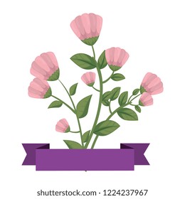 branch with flowers and ribbon