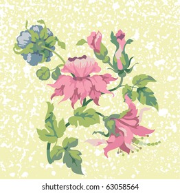 branch with flowers, vector illustration