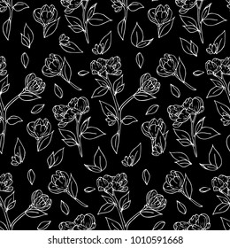Branch with flowers vector illustration. Doodle style. Design, print, logo, decor, textile, paper.