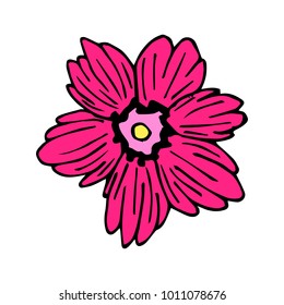Branch with flowers vector illustration. Doodle style. Design, print, logo, decor, textile, paper.