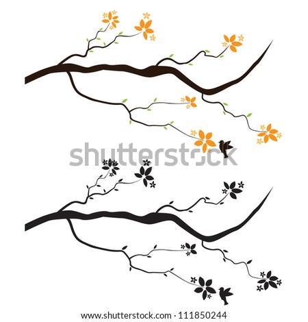 branch flowers wall decal stock vector (royalty free) 111850244