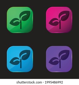 Branch four color glass button icon
