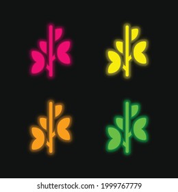 Branch four color glowing neon vector icon