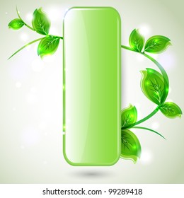 branch with fresh green leaves - vector eco design